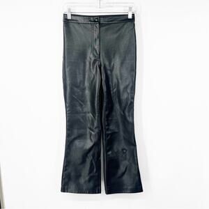 Wilfred Aritzia Black Faux Leather Kick Flare Pants